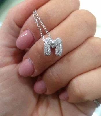 COLLANA INIZIALE LETTERA BUBBLES ARGENTO 925 CON ZIRCONI DONNA - Immagine 1 di 4