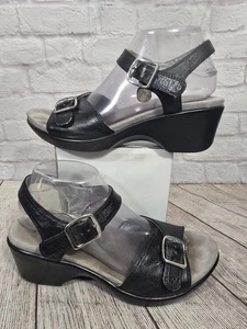 ALEGRIA Daisy Black Sandals Sz 40/9.5-10 Leather Ankle Strap Buckle Dai-101 - Picture 1 of 10