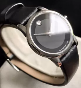 Orologio elegante donna originale Movado Museum nero designer 0606503 pelle svizzera - Foto 1 di 16