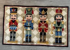 Christmas Nutcracker Durable Floor Door Mat 30x49 Inches Hand Hooked - Picture 1 of 5