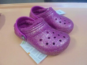 New Crocs Classic Lined Glitter Clog Children's 10 - Picture 1 of 3