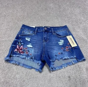 American Rag Shorts High Low Shortie Mid Rise Blue Pockets Floral Size 3 NWT - Picture 1 of 10