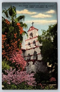 Cartolina Campanile, Mission San Diego De Alcala, San Diego, California - Foto 1 di 2