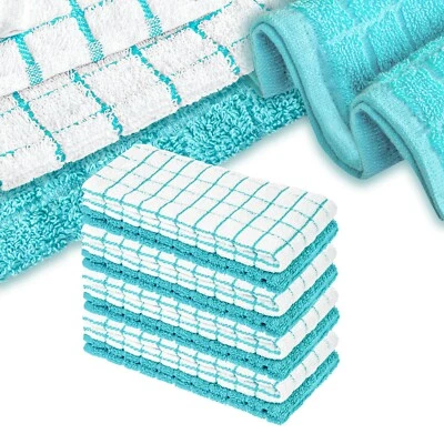 8er SET kariert Türkis Weiß Geschirrhandtücher Küchentuch Handtuch 40x64cm Tuch - Bild 1 von 4