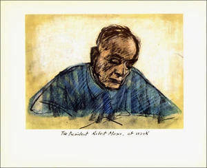 Ilustración vintage del presidente Moses Luciano Guarnieri 1964 impresión NY WORLD FAIR - Imagen 1 de 3