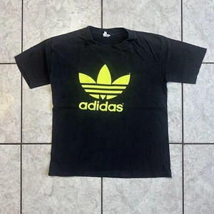 Vintage Adidas Neon Trefoil Shirt Mens Small 70s 80s Adidas Trefoil Neon - Picture 1 of 9