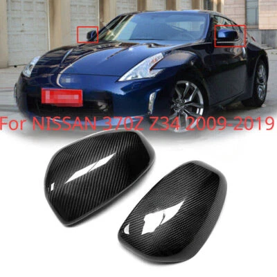 Un par de cubiertas de espejo retrovisor lateral de fibra de carbono aptas para Nissan 370Z Z34 2009-2019 Foto 1 de 4