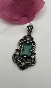 Jugendstil Anhänger mit Farbstein Kettenanhänger 935 Silber Schmuck 6g - Bild 1 von 7