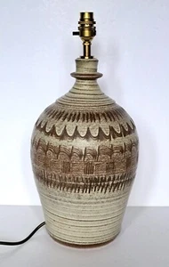 LARGE VINTAGE MID CENTURY 1970s ENGLISH STUDIO POTTERY STONEWARE TABLE LAMP BASE - Picture 1 of 17