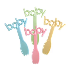  Baby Bio Spoon Picks BakeArt Decorating Picks for Cakes, Cupcakes, Muffins x 4 - Picture 1 of 1