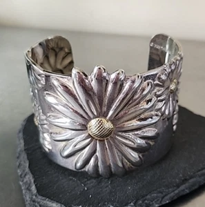 Tiffany & Co Daisy Cuff Bracelet 925 Sterling Silver 18K Gold - Picture 1 of 9