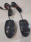 Lot Of 2 Logitech Wired Basic Optical Mouse v2.0 USB/PS2 Compatible 