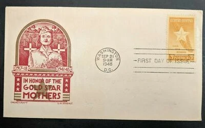 1948 In Honor of the Gold Star Mothers Washington DC WWII Patriotic Cover FDC - Image 1 of 2