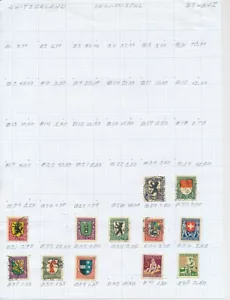 SUIZA: 44 SELLOS SEMIPOSTALES DE B29 A B128 EN HOJA DE STOCK CASERA - Imagen 1 de 4