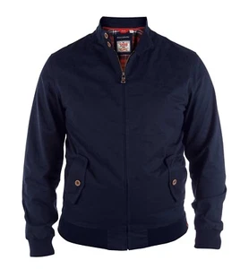 D555 Duke Big Mens Cotton Harrington Jacket Navy 2XL 3XL 4XL 5XL 6XL-8XL KS13809 - Picture 1 of 2