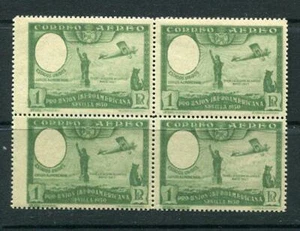 Spain 1930 C Lindbergh flight NY-Paris ERROR Missing head Block of 4 MNH OG 6082 - Picture 1 of 2