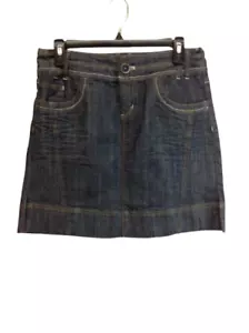 DKNY Jeans Petites Womens Mid Rise Side Back Slit Short Denim Skirt Size 6P - Picture 1 of 4