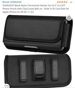 Smartphone Black Nylon Horizontal Belt Holster / Case by COANJIUO, size XL. - Photo 1 sur 7