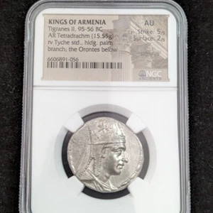 Kings of Armenia AR Tetradrachm NGC AU 6606891-056 - Picture 1 of 6