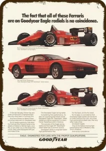 1985 FERRARI TESTAROSSA & Formula 1 Car & Goodyear DECORATIVE REPLICA METAL SIGN - Picture 1 of 1