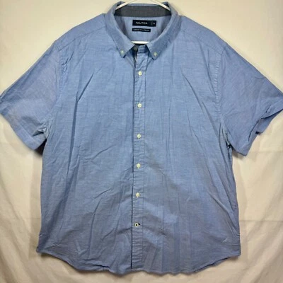 Nautica Classic Fit Stretch Button Up Short Sleeve Shirt Blue Sz XXL - Image 1 of 4