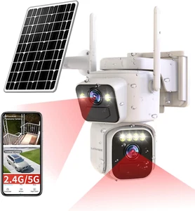 Solar Security Camera Wireless 2.4G/5G Wi-Fi Home Security PTZ Motion Zone - Picture 1 of 12