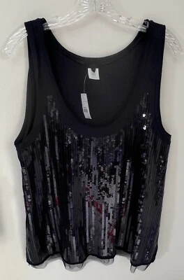 J. Camiseta sin mangas Crew para mujer acero azul/gris lentejuelas talla grande original $74 Foto 1 de 4
