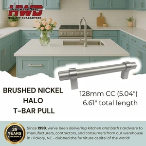 Brushed Nickel Cabinet Handle *Halo Bar* Kitchen Bath Pull Knob 128mm, 5.04"cc* - Picture 1 of 10