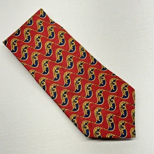 Countess Mara 1938 Red Blue Baroque Geometric Jacquard Print Silk Tie - Picture 1 of 4