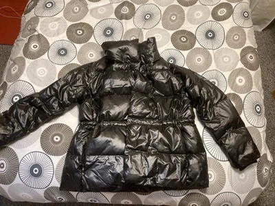 Lands' End Black Down Puffer Wrap Jacket L XL UK Quilted Hip Length Warm Light - Image 1 of 4