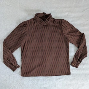 Vintage Jonathan Martin gestreifte Bluse mit Stehkragen braun Puffärmel Damengröße 9/10 - Bild 1 von 6