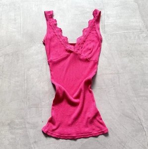 Cute Y2K Elena Gilbert Vintage Lace Pink Tank Top Cop Copine Vibe - Picture 1 of 8