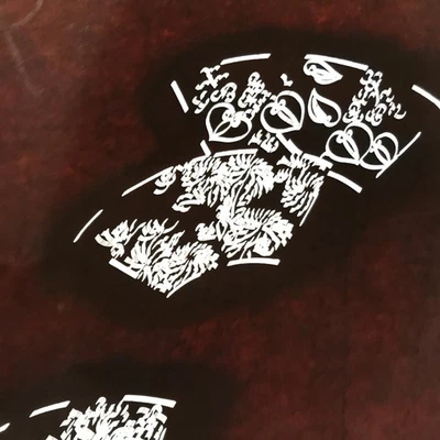 Antiguo abanico plegable floral plantilla kimono papel katagami japonés C938 Foto 1 de 3