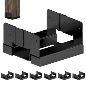6 PCS 6x6 Black Galvanized Post Base Steel Inter 5.5x5.5 Wood to Concrete Adj... - Picture 1 of 8