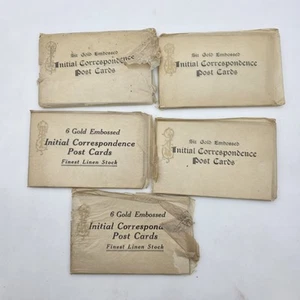 Antique Sir Gold Embossed Initial Correspondence Cards 5 Packs Blank Unused - Picture 1 of 12