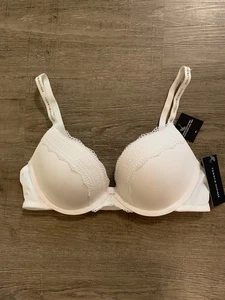 NWT Tommy Hilfiger White Logo Lace Light Push Up Bra 34B Adjustable Straps NEW - Picture 1 of 4