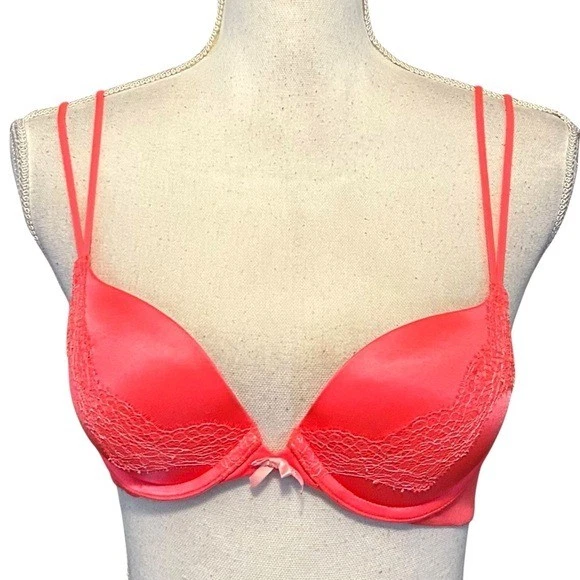 Victoria’s Secret Very Sexy Push Up Bra Women’s Sz 32B Neon Orange - Image 1 of 4