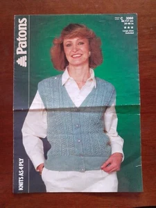 Patons 4 Ply Knitting Pattern No 3060 Lace & Cable Waistcoat 34 - 46" Chest - Picture 1 of 3