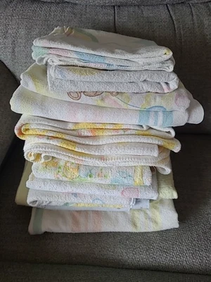 Vintage Lot 11 Receiving Baby blankets Variety Mix Pastel boy girl Pre-loved MCM - Image 1 of 4