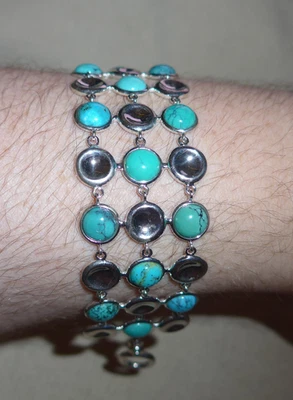 WK Whitney Kelly Sterling Silver 925 Turquoise Wrap Toggle Bracelet - Image 1 of 4