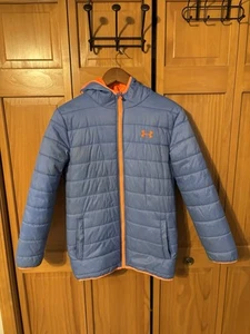 Boys Under Armour Blue Jacket With Orange Interior Size XL YOUTH - Picture 1 of 4