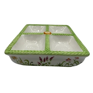 Avon Infusions Vintage Botanical Blooms Serving Dish Divided Tray Floral Ceramic - Picture 1 of 10