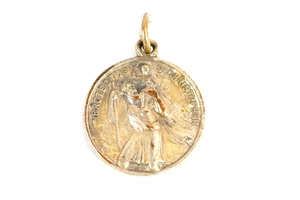 Vintage St Christopher Protect Us TRAVEL Medal 1950s Silver Plated Religious - Bild 1 von 5