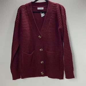 Zenana Red Long Sleeves Knitted Women's Cardigan Sweater Size S - Picture 1 of 8
