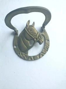 Battiporta vintage testa di cavallo ottone rustico western 4" cabina fattoria ranch  - Foto 1 di 3