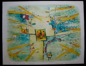 1958 Original Toneyama Kojin Color Lithograph Landscape of Child 17/200 Signed - Picture 1 of 4