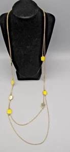 CHARMING CHARLIE~Double Strand Gold Tone Hexagon Beads Long Necklace - Picture 1 of 4