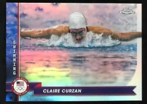 2024 TOPPS CHROME OLYMPICS CLAIRE CURZAN #168 REFRACTOR SWIMMING - Picture 1 of 2