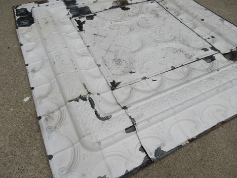 Vintage RARE 1800's 3-D Tin Ceiling Tile Arts Crafts Bedroom Living room Cover