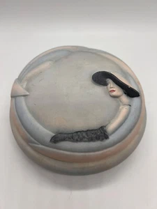 Vintage Art Deco Vanity Trinket Box by Judith Miami Bisque Porcelain Signed - Picture 1 of 16
